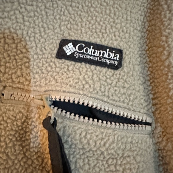 New columbia fleece black white cream/tan 1/4 zip pullover men’s medium - Picture 3 of 3